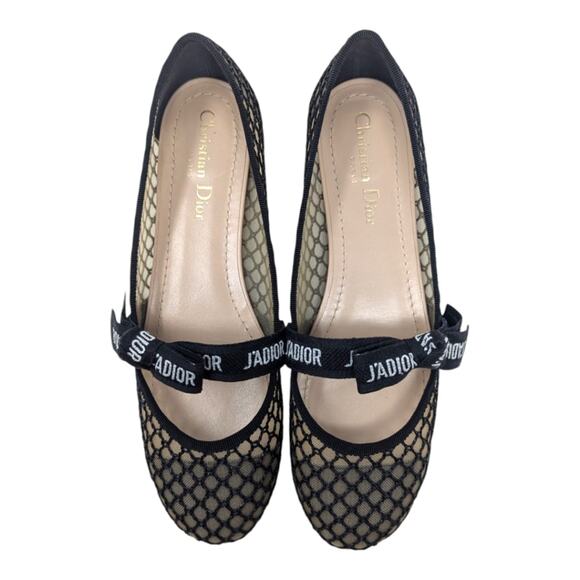 Christian Dior Miss J'Adior resille ribbon mesh lace ballet flat mary jane 38.5 - Picture 1 of 13